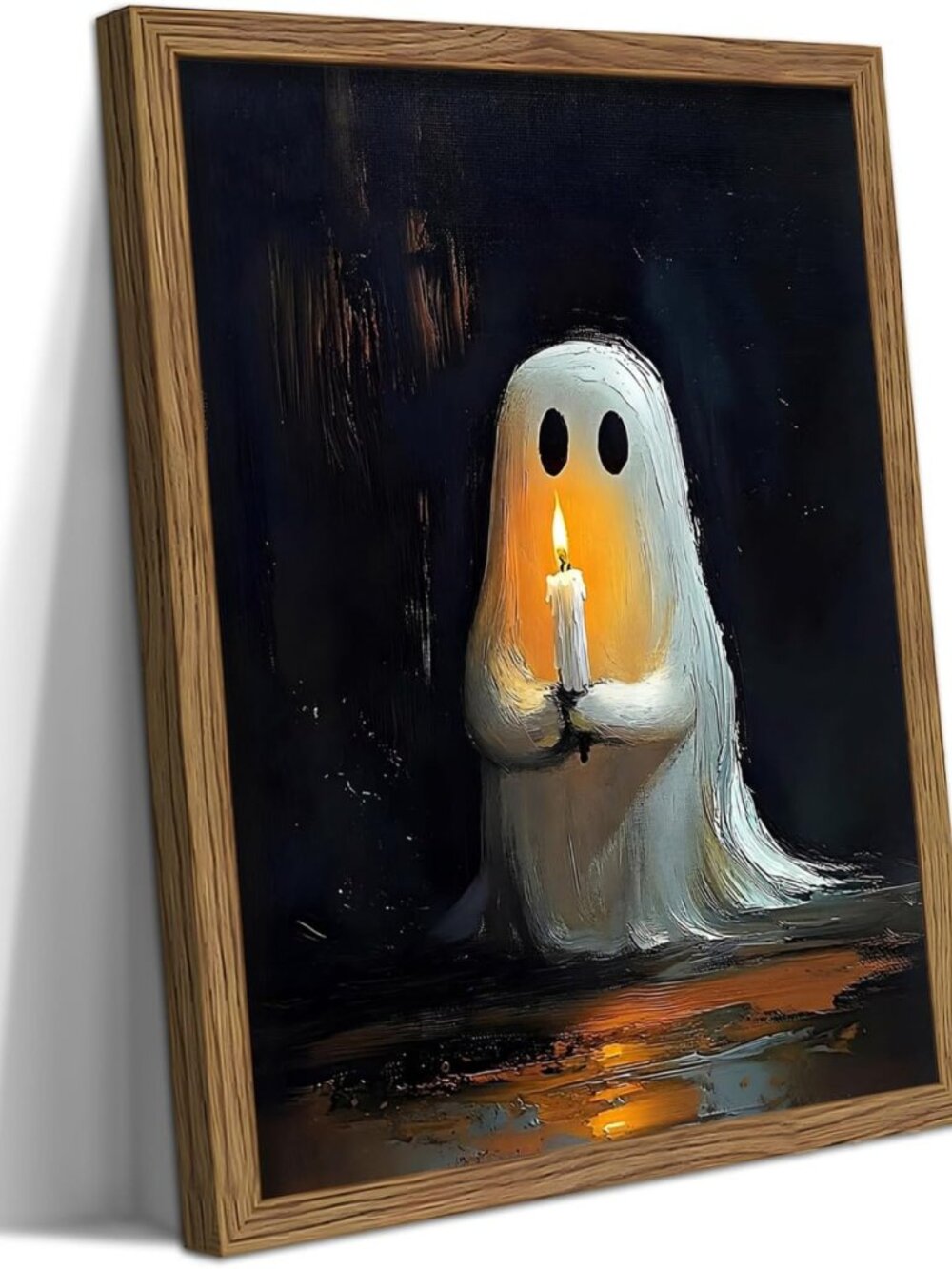 Cute Gothic Ghost Wall Art - Framed Halloween Decor, Vintage Canvas Print 16x24
